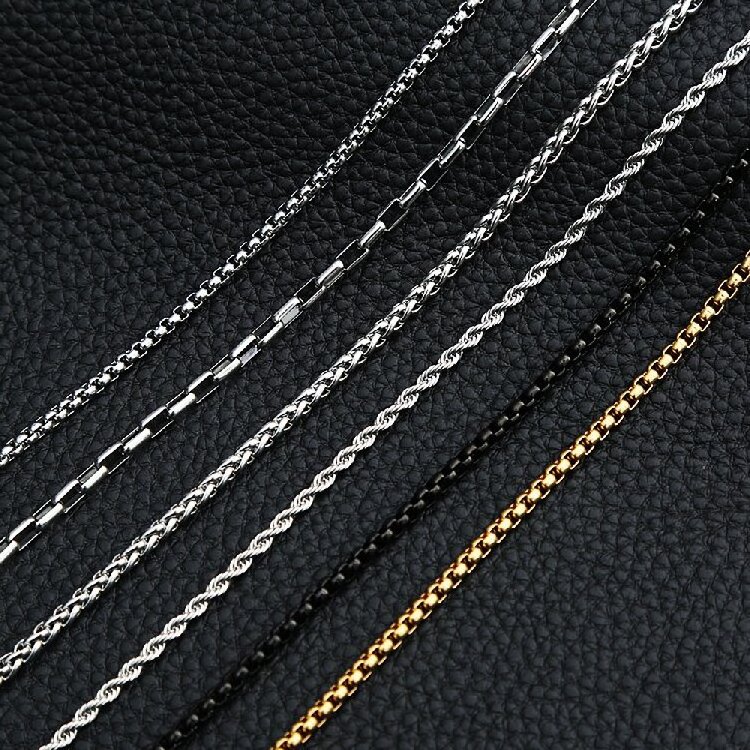 Custom 304 316 1-10MM Men Women Necklace Twist Rope Figaro Ball Snake Cable Box Cuban Link Chain Jewelry Stainless Steel Chain