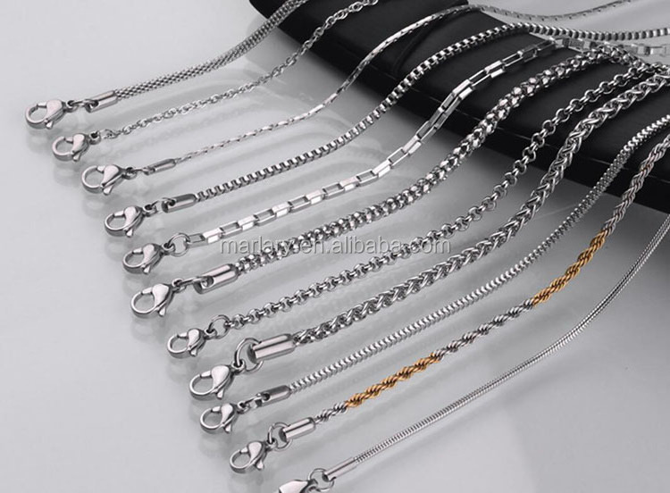 Custom 304 316 1-10MM Men Women Necklace Twist Rope Figaro Ball Snake Cable Box Cuban Link Chain Jewelry Stainless Steel Chain