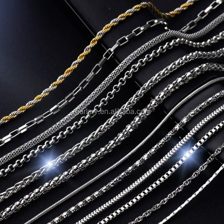 Custom 304 316 1-10MM Men Women Necklace Twist Rope Figaro Ball Snake Cable Box Cuban Link Chain Jewelry Stainless Steel Chain