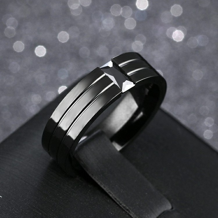 Promo Steel Ring Marlary China Factory Fashion Jewellery Brushed Matt Stainless Steel Mens Black Plated Ring