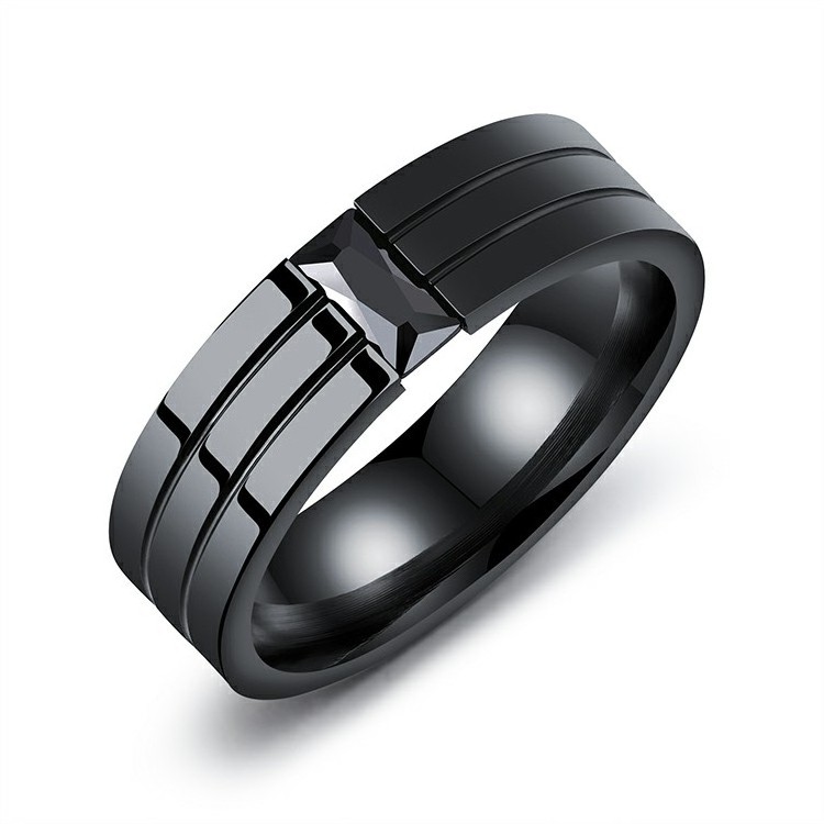 Promo Steel Ring Marlary China Factory Fashion Jewellery Brushed Matt Stainless Steel Mens Black Plated Ring