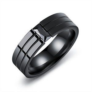 Promo Steel Ring Marlary China Factory Fashion Jewellery Brushed Matt Stainless Steel Mens Black Plated Ring