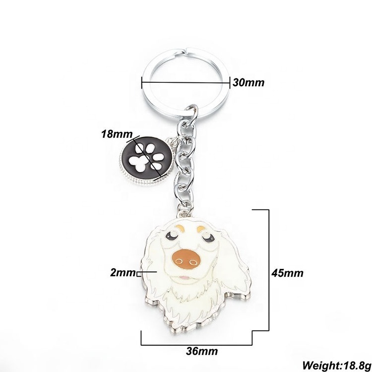 Promo Pet Accessory Keychain Custom Dachshund Paw Key Charm For Dog Cat Pet Lover Cartoon Bell Ring Designer Key Chain