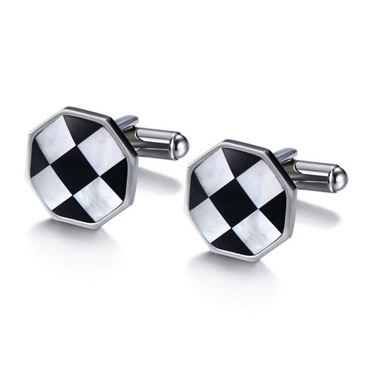 Wholesale Men Cufflinks Accessories Custom Square Enamel Shell Suit Shirts Cuff Links