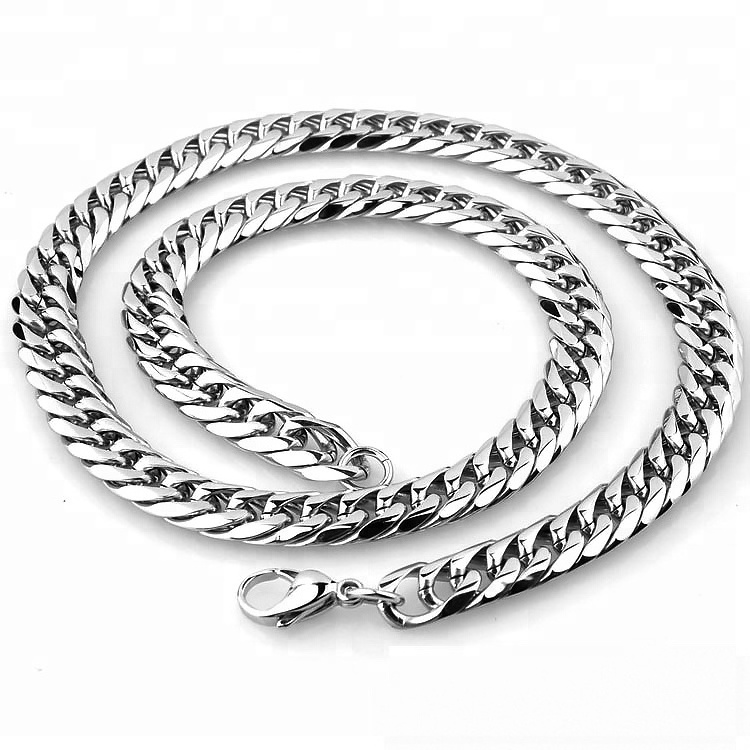 Promo Waterproof Steel Men Necklace Best Quality Simple Design Fashion Long Cuban Link Stainless Steel Necklace Men