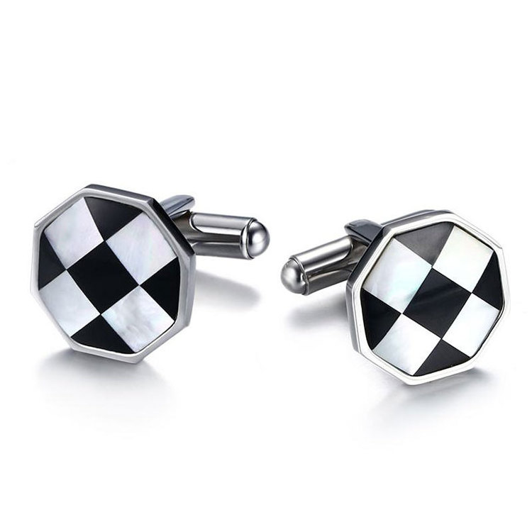 Wholesale Men Cufflinks Accessories Custom Square Enamel Shell Suit Shirts Cuff Links