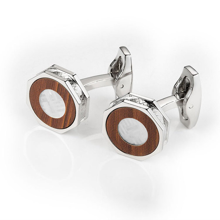 High Quality Personalised Manufacturer Luxury Wood Metal Cufflinks