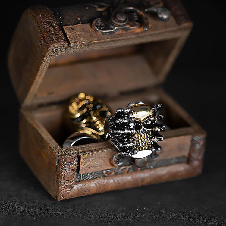 Promotional $1 Stainless Steel Skull Ring Marlary Clearance 18K Gold Plating Mens Finger Skull Stainless Steel Gothic Ring