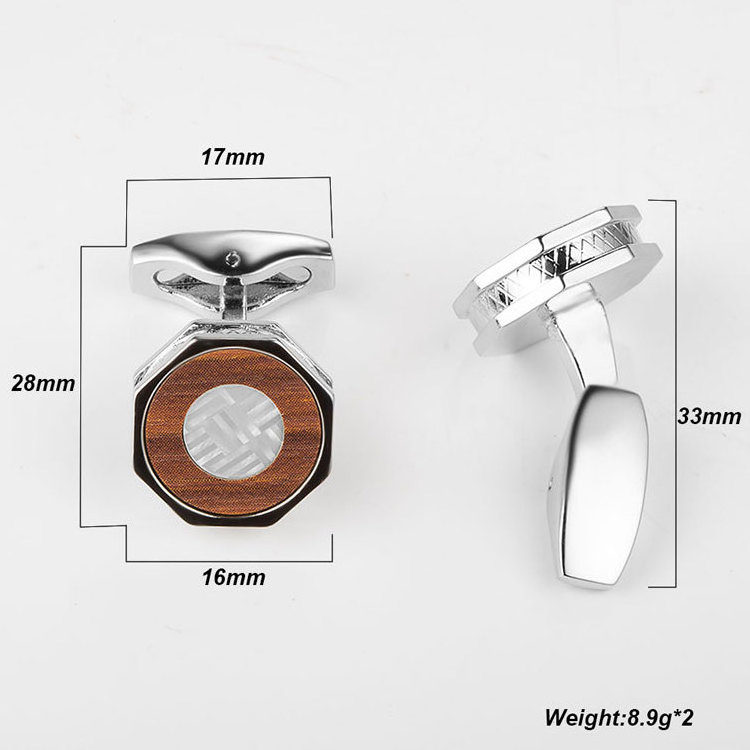 High Quality Personalised Manufacturer Luxury Wood Metal Cufflinks