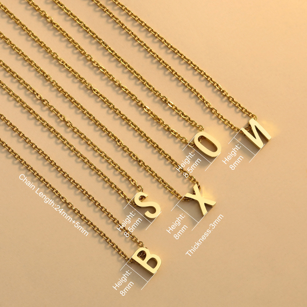 MARONEW Wholesale Non Tarnish 18K Gold Plated A-Z Alphabet Letters Pendant 316L Stainless Steel Initial Necklace for Women