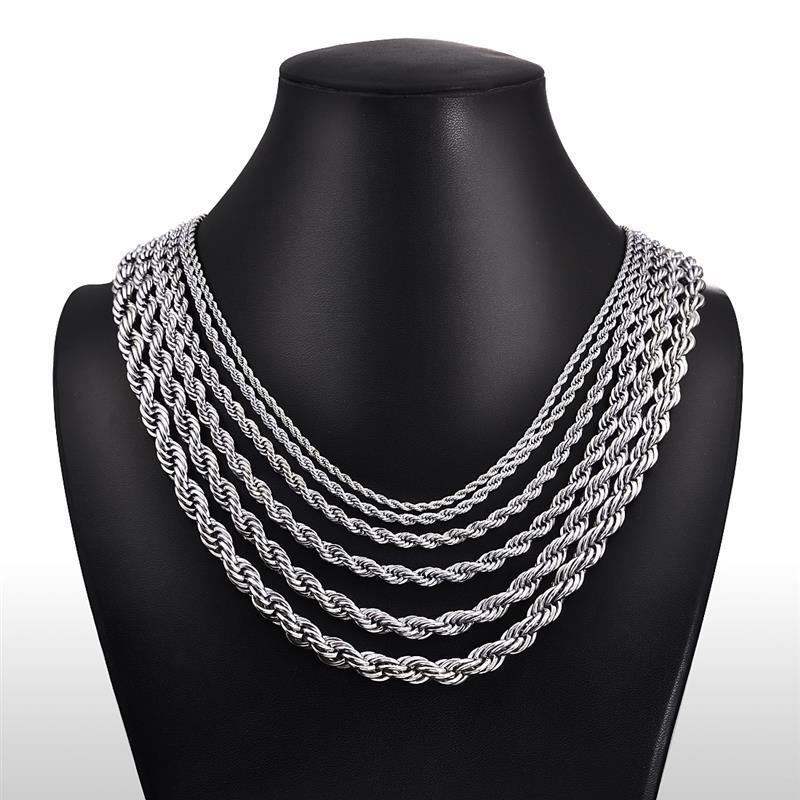 MARONEW  Wholesale Custom 2mm 3mm 4mm 5mm Stainless Steel Plated 18k Gold Thin Rope Chain Necklace Twisted Rope Gold Chain