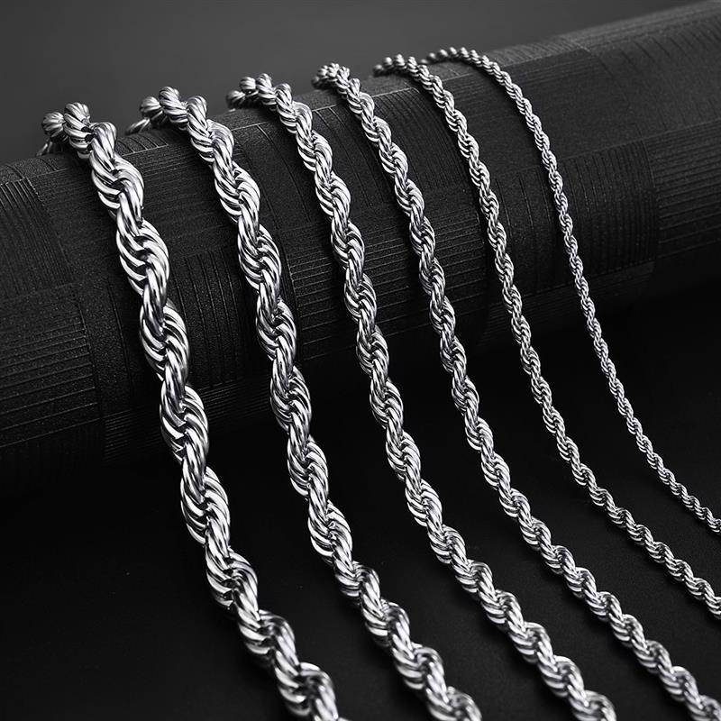 MARONEW  Wholesale Custom 2mm 3mm 4mm 5mm Stainless Steel Plated 18k Gold Thin Rope Chain Necklace Twisted Rope Gold Chain