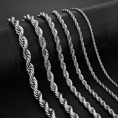 MARONEW  Wholesale Custom 2mm 3mm 4mm 5mm Stainless Steel Plated 18k Gold Thin Rope Chain Necklace Twisted Rope Gold Chain