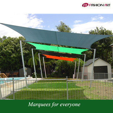 Sun shade sail waterproof with steel pole fabric sun shade sail set waterproof