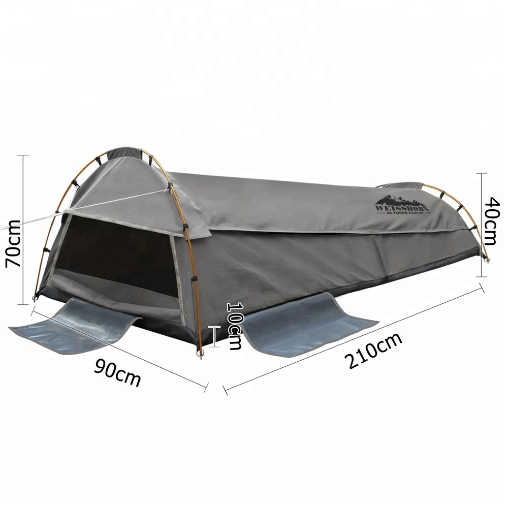 Portable canvas wholesale single man off ground swag tent waterproof outdoor camping tent