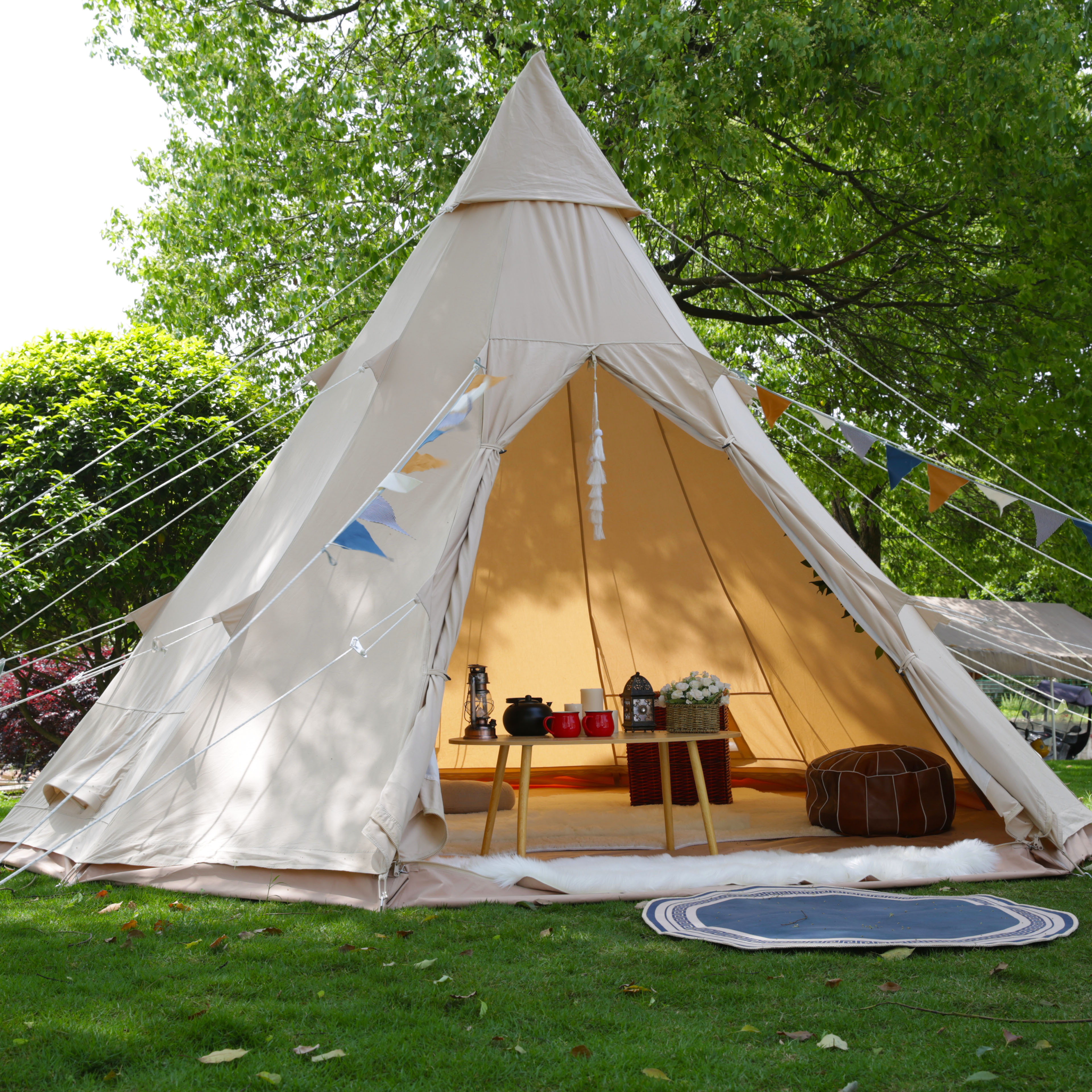 Heavy duty 4M waterproof cotton canvas A frame white teepee tents teepee hot tent tipi party tent