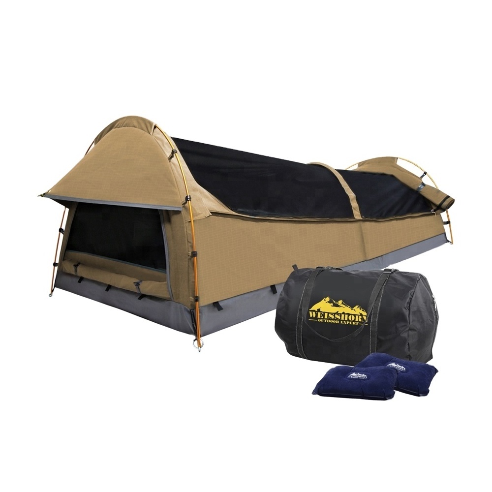 Portable canvas wholesale single man off ground swag tent waterproof outdoor camping tent