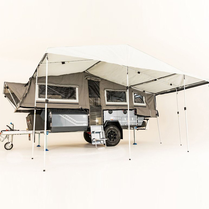 Customized ripstop 420gsm polycotton rooftop tent trailers outdoor camping travel trailer tent off road