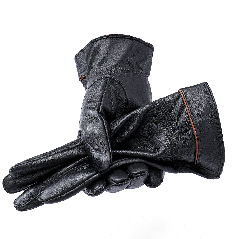 Custom Sheepskin Leather Motorcycle Gloves Waterproof Thermal Cycling Outdoor Leather Gloves Mittens Winter Glove Men