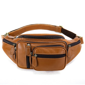 Men Vintage Waterproof Hip Belt Bag Crossbody Sling Backpack Genuine Leather Large Fanny Pack Waist Bag for Men