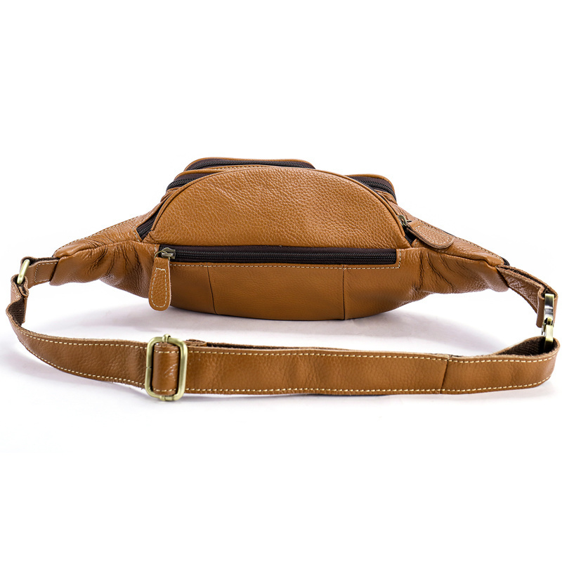 Men Vintage Waterproof Hip Belt Bag Crossbody Sling Backpack Genuine Leather Large Fanny Pack Waist Bag for Men