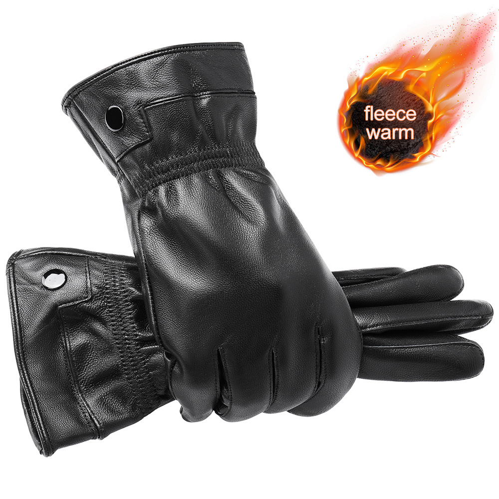 Custom Sheepskin Leather Motorcycle Gloves Waterproof Thermal Cycling Outdoor Leather Gloves Mittens Winter Glove Men