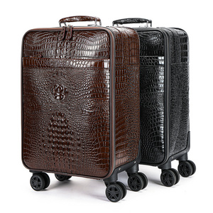 MARRANT Men Business Crocodile Luggage 20 Inch Suitcase Carry On Luggage Aluminum Suitcase Trolley Leather Suitcase Luggage