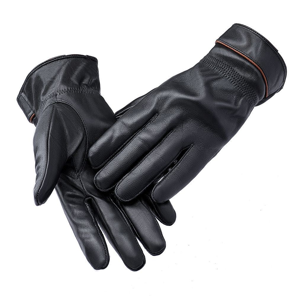 Custom Sheepskin Leather Motorcycle Gloves Waterproof Thermal Cycling Outdoor Leather Gloves Mittens Winter Glove Men