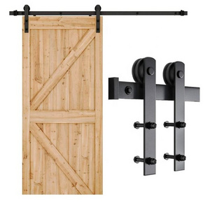 Antique Style Wooden Sliding Barn Door With Hardware Kit For Aluminum Doors Black Powder Coated Barn Sliding Door Hardware