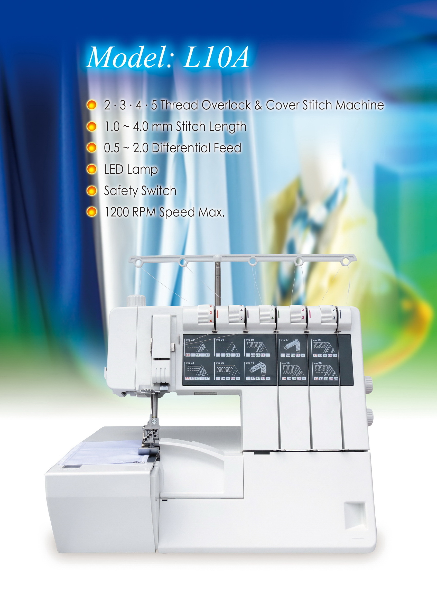 High Quality Safety Stitch Household Overlock sewing machine with LED Lamp