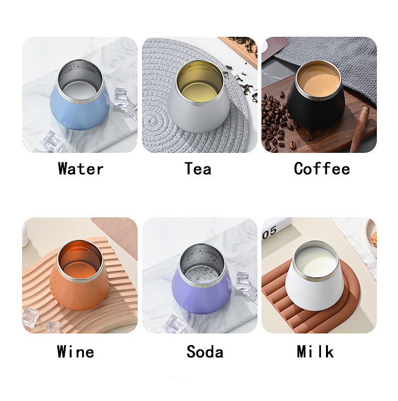 New Travel Coffee 10oz Egg Shaped Vacuum Stainless Steel Wine Tumbler Cup Beer Mug 10 oz Wine Tumbler