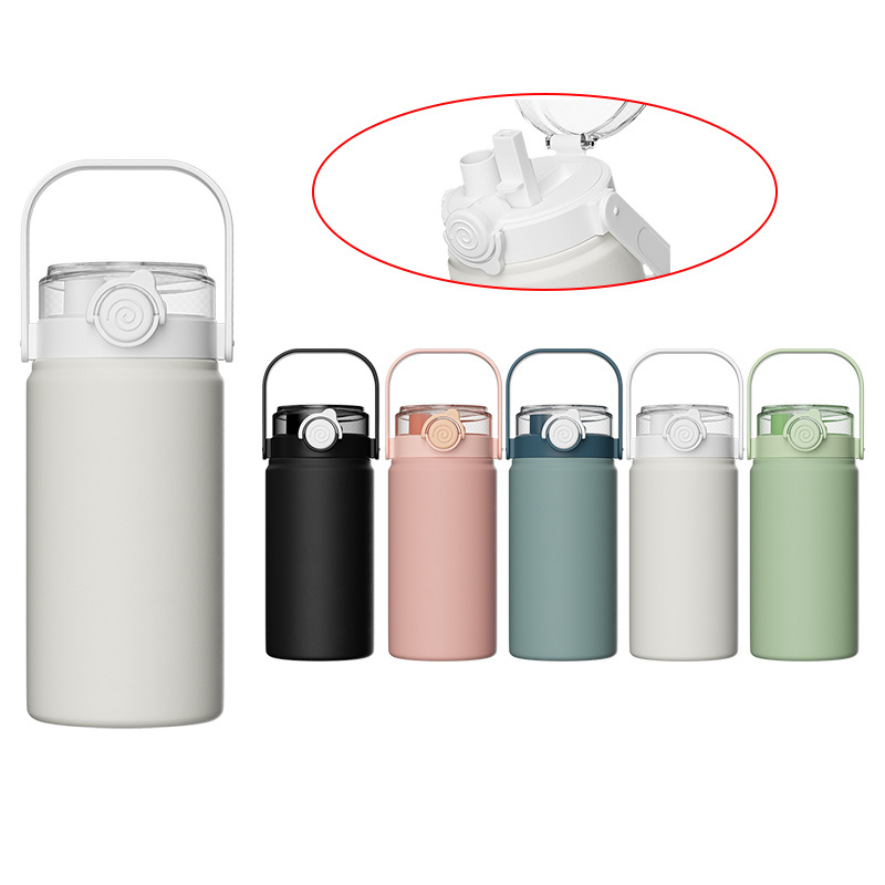 316 Stainless Steel Double Wall Vacuum Insulated Wide Mouth Portable Water Bottle with Two Drinking Mouth