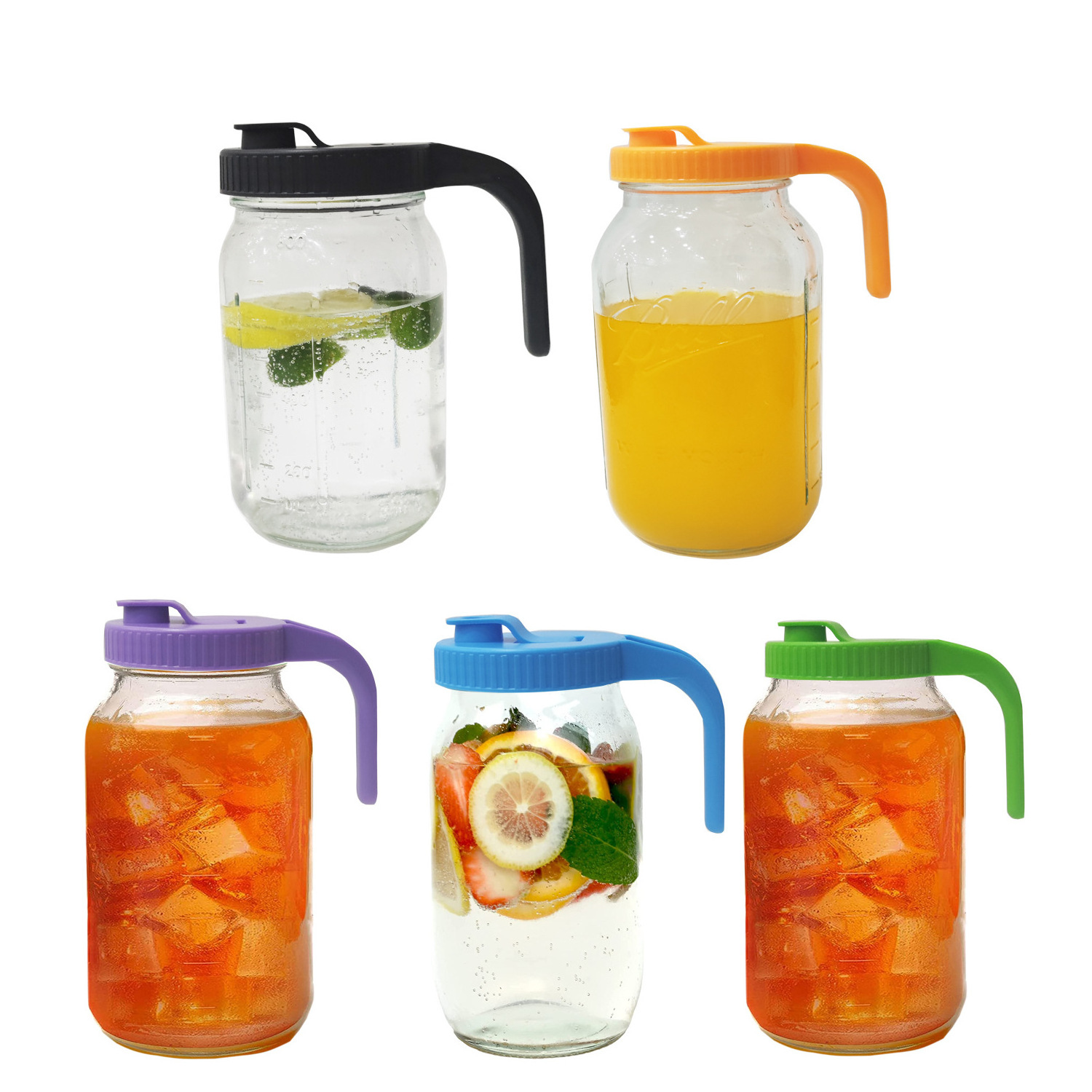 32oz 64oz Large Wide Mouth Lemonade Mason Jar Leak Proof Drinking Pitcher Coffee Bottle Airtight Lids Iced Tea Glass