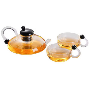 520ml Modern Heat-Resistant Mouse Food Grade Borosilicate Moroccan Glass Teapot With Colored Handle Coffee Jug with Filter