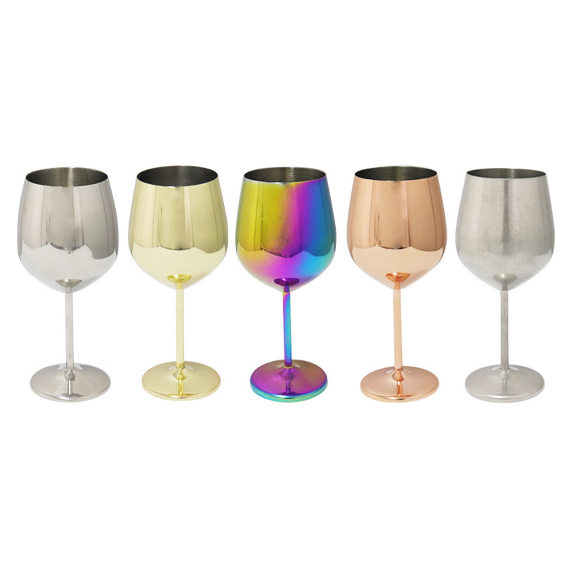 8oz Copper/Gold/Silver Stainless Steel Wine Glass Metal Cup With Custom Logo Wine Glasses Champagne Flutes Goblets