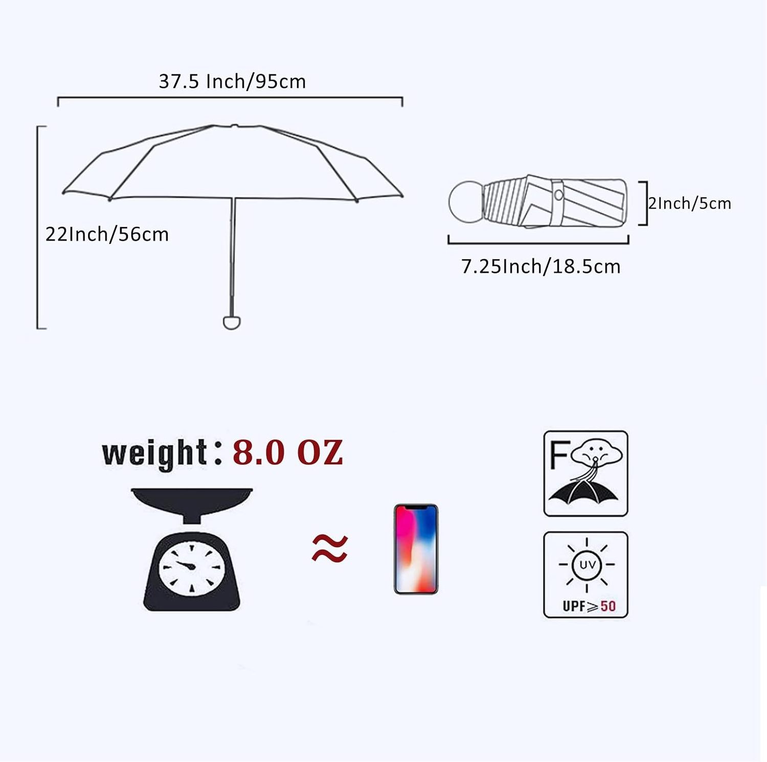 Travel Mini Umbrella Purse Strap Protector - Small compact UV umbrella protects the sun with a lightweight pocket umbrella strap