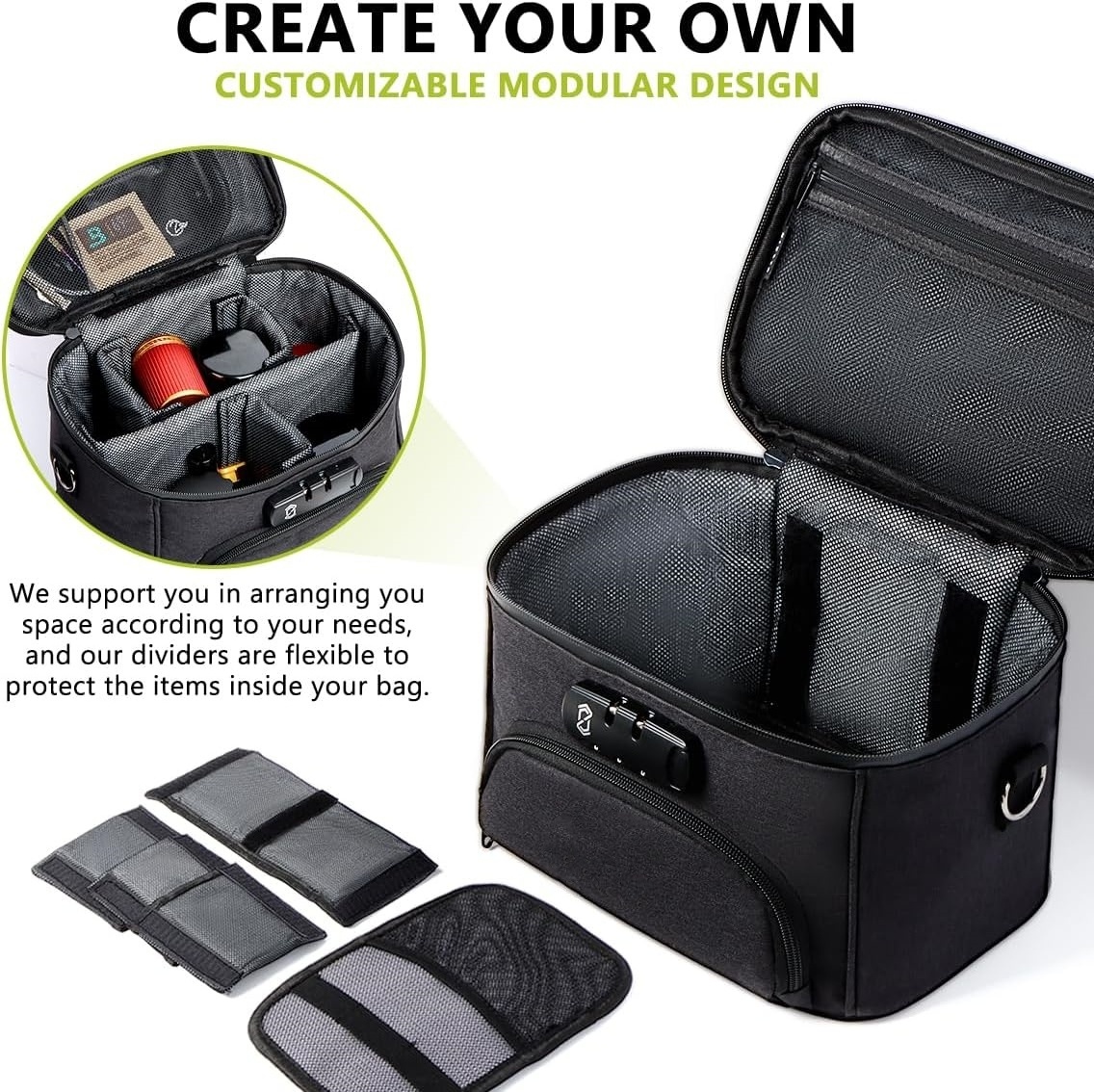 Large Storage Box with Combination Lock Carbon Lining Locking Bag Stylish and Portable Travel Bag Organizer Lockable Box