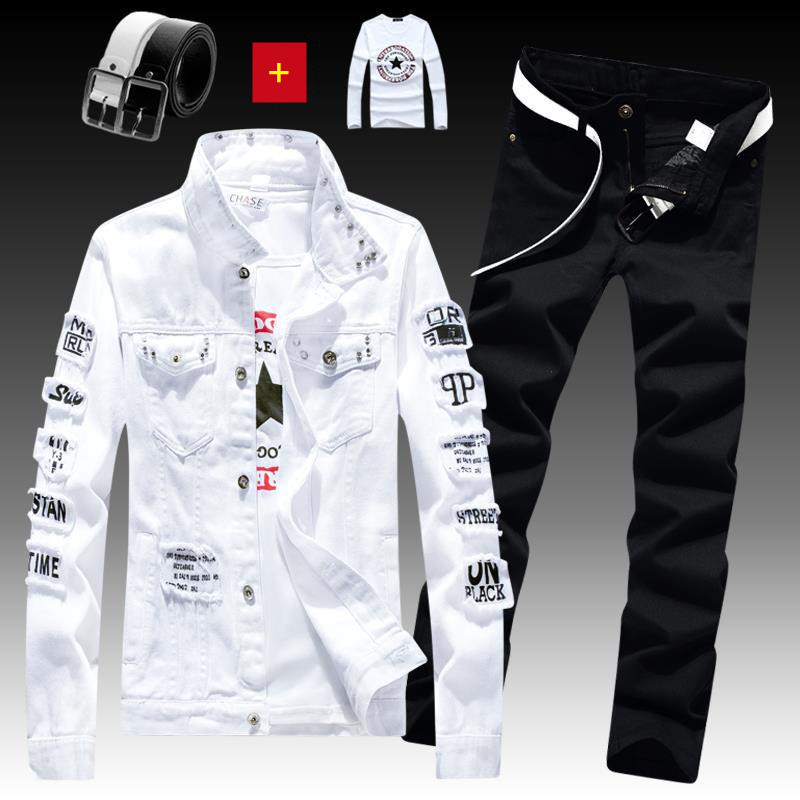 2024 NEW MSR MS120 Retro Autumn Men's Jeans Sets Jacket Jeans Two Piece Sets Casual Tracksuit Mens 4 Pieces Denim Suit