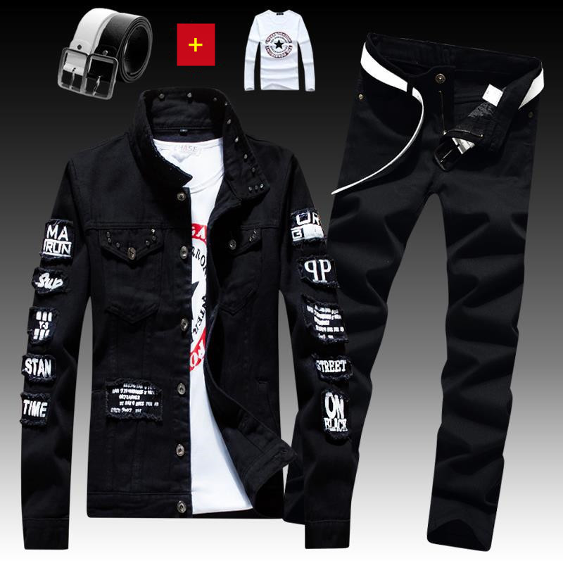 2024 NEW MSR MS120 Retro Autumn Men's Jeans Sets Jacket Jeans Two Piece Sets Casual Tracksuit Mens 4 Pieces Denim Suit