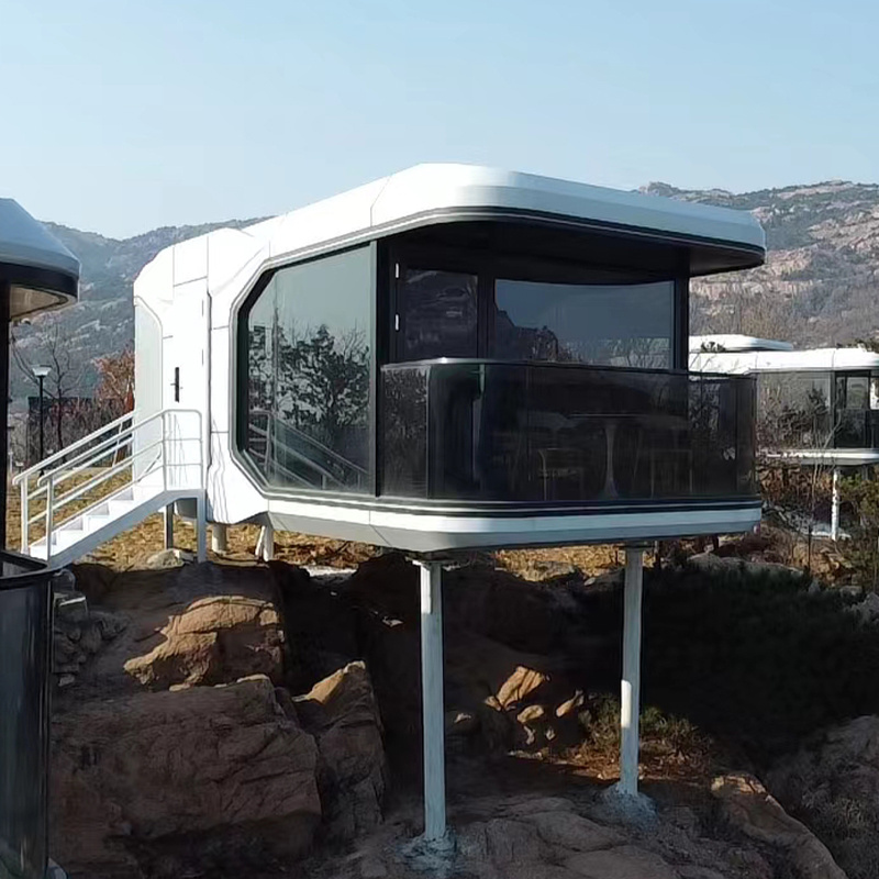 Modern Space Capsule Style Residential 3 Bedroom Prefab House With Smart Multi-Language Voice Control System