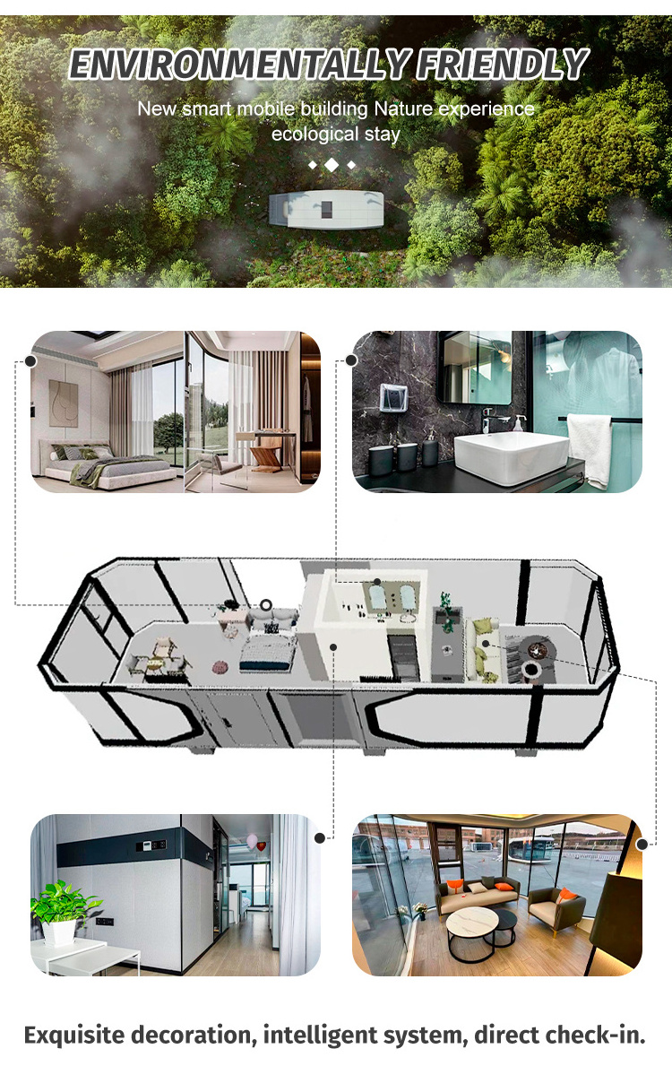 Modern Luxury Steel Structure Family Pods Mobile Prefabricated Camping House Space Aluminum Capsule House