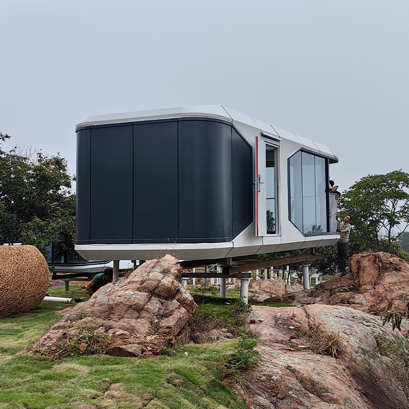 Modern Space Capsule Style Residential 3 Bedroom Prefab House With Smart Multi-Language Voice Control System