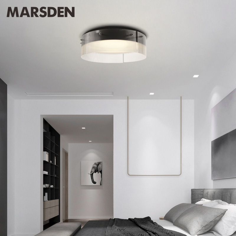 indoor lighting fixture home bedroom dining room ceiling mounted lamp black glass round modern led ceiling lights