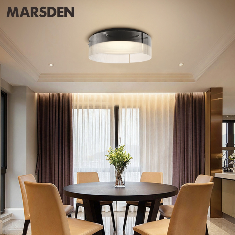 indoor lighting fixture home bedroom dining room ceiling mounted lamp black glass round modern led ceiling lights