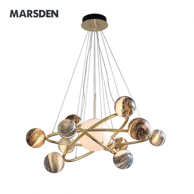 Chrome color metal pendant lamp round glass lampshade lighting