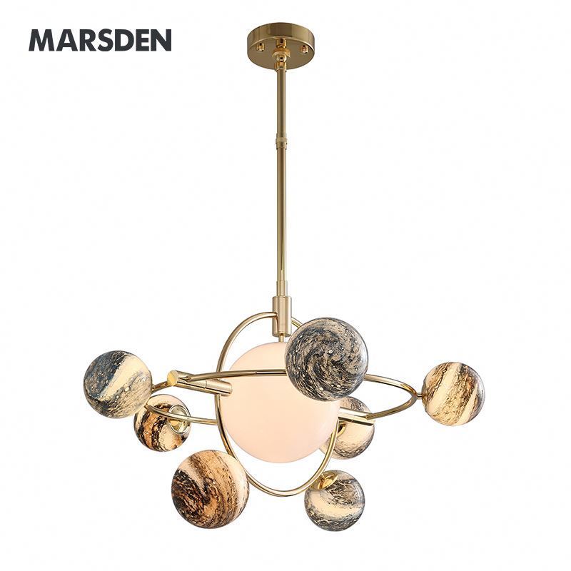 Chrome color metal pendant lamp round glass lampshade lighting