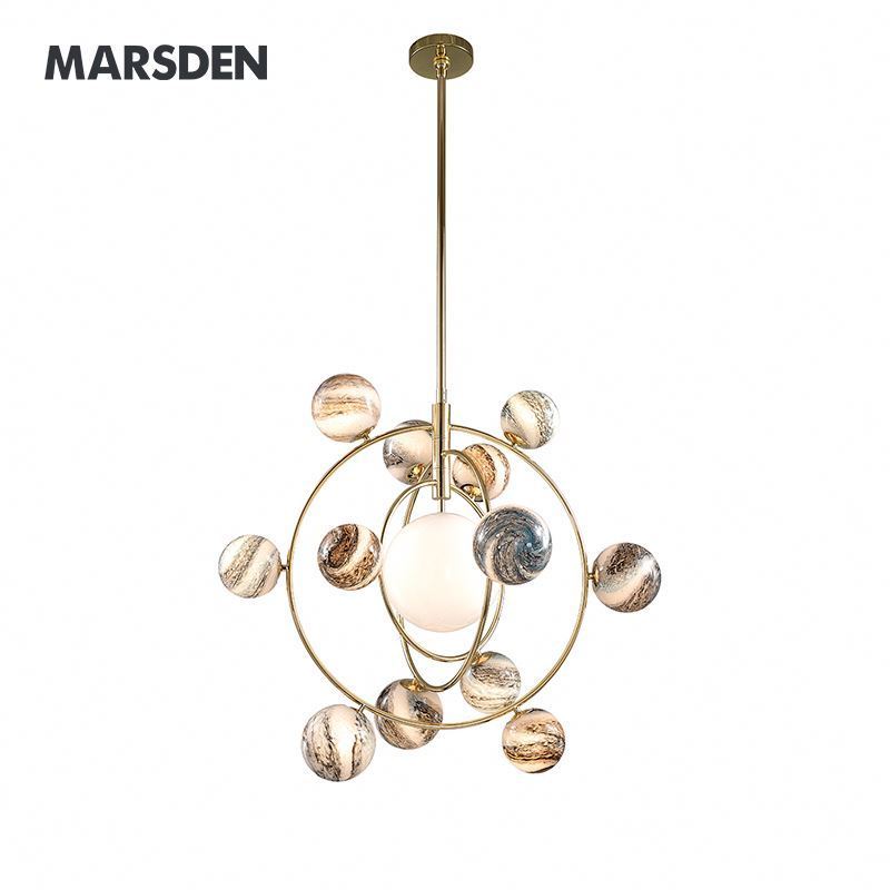 Chrome color metal pendant lamp round glass lampshade lighting