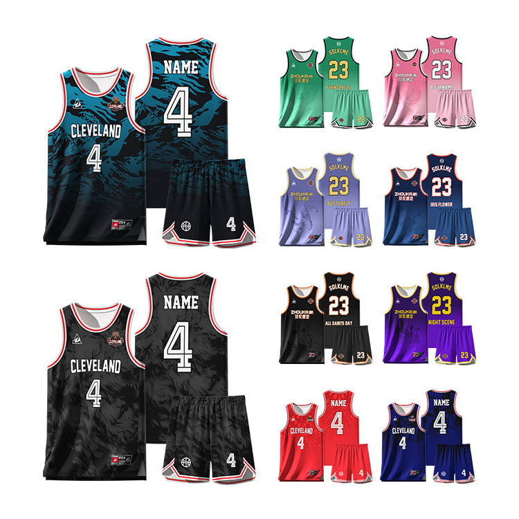 Reversible new design men basketball jersey custom breathable basketball uniform set Sleeveless basketball vest