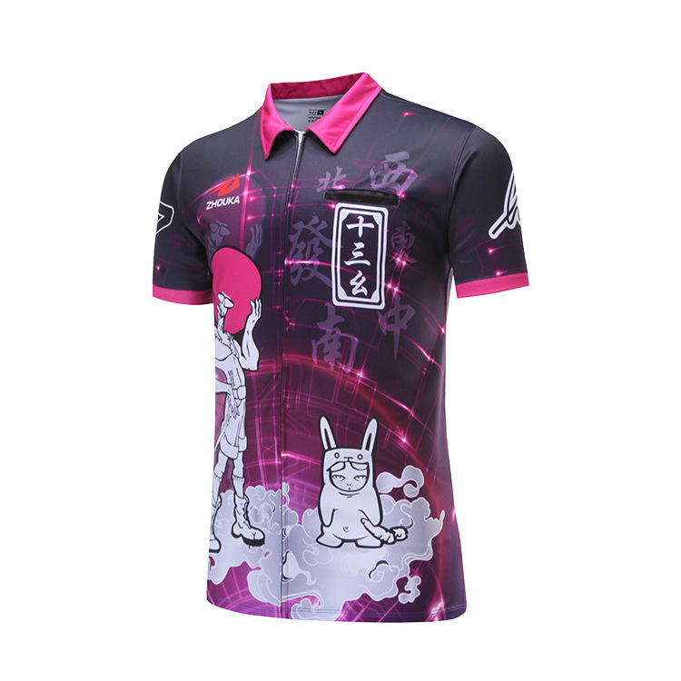 Customized Design Polo Style Dart Shirt Jersey With Pockets Zipper For Club Sublimation Dart Shirts