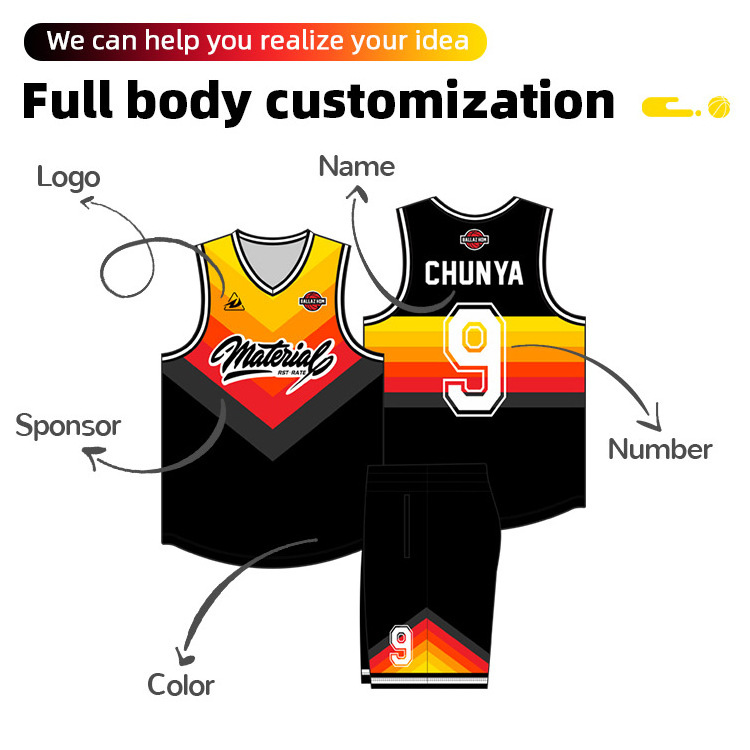 Basketball uniform sublimation custom team high quality  basketball jersey